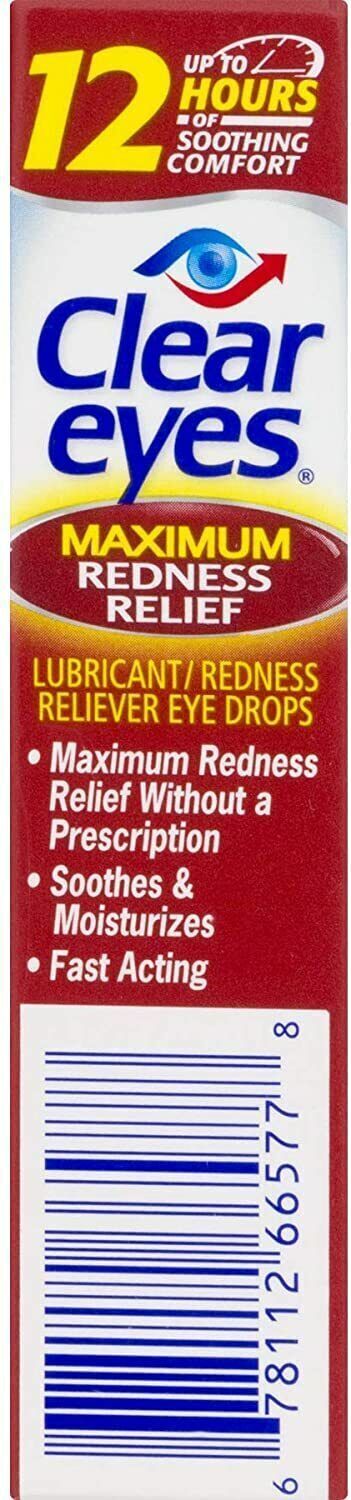 Clear Eyes Lubricant Maximum Strength Redness Relief Eye Drops 15mL FREE EXPRESS