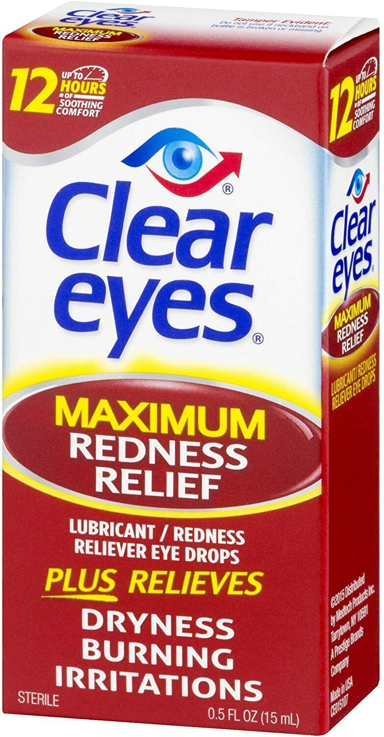 Clear Eyes Lubricant Maximum Strength Redness Relief Eye Drops 15mL FREE EXPRESS