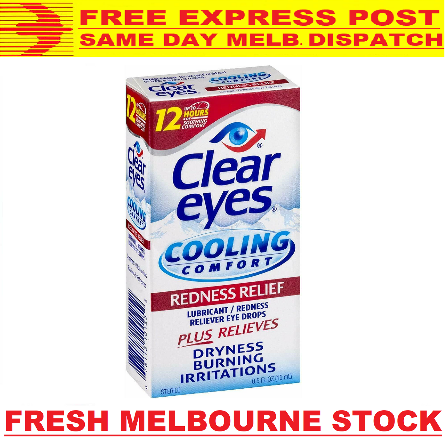 Clear Eyes Lubricant COOLING COMFORT Redness Relief Eye Drops 15mL FREE EXPRESS