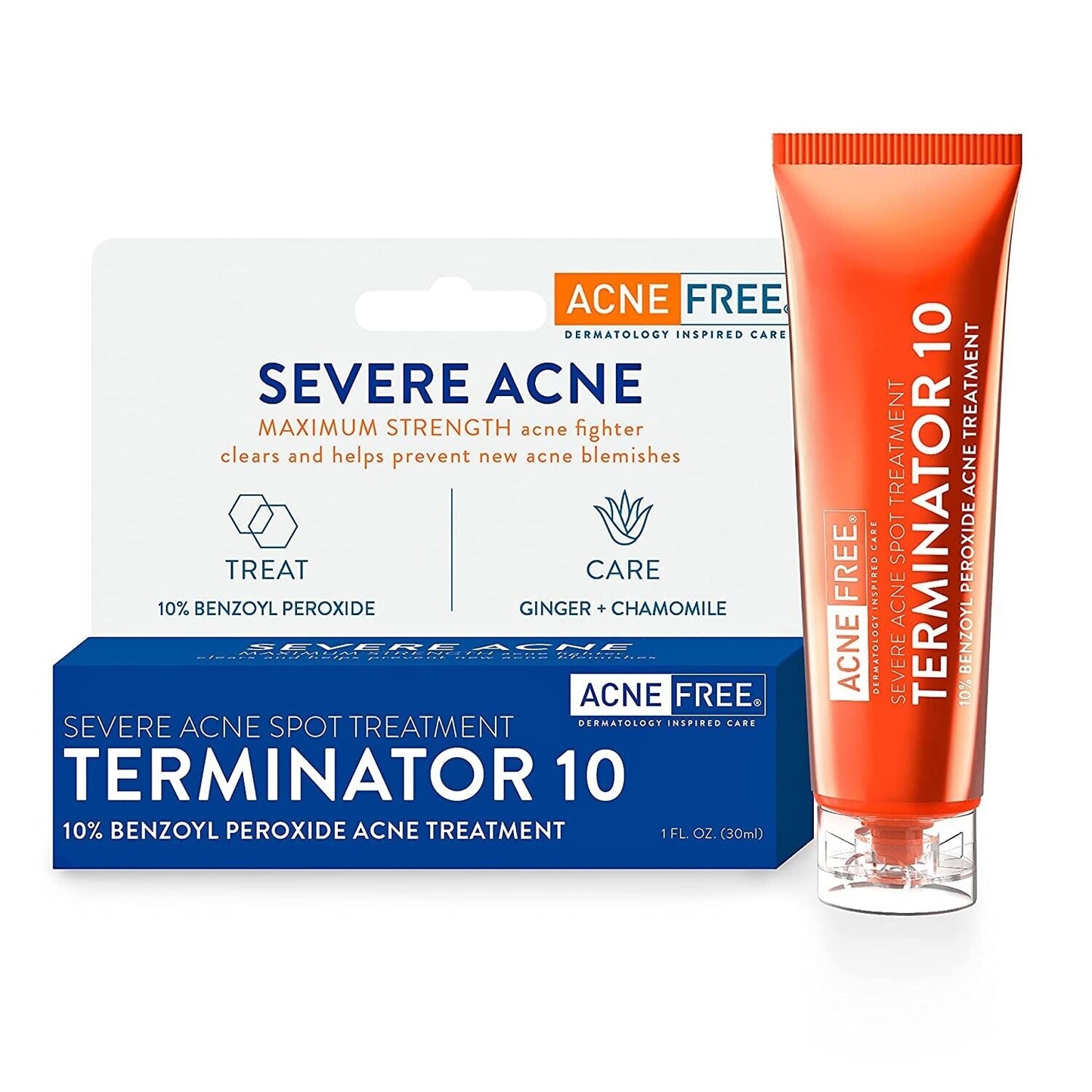 AcneFree Terminator 10 - 10% Benzoyl Peroxide - Severe Acne Spot Treatment 30mL