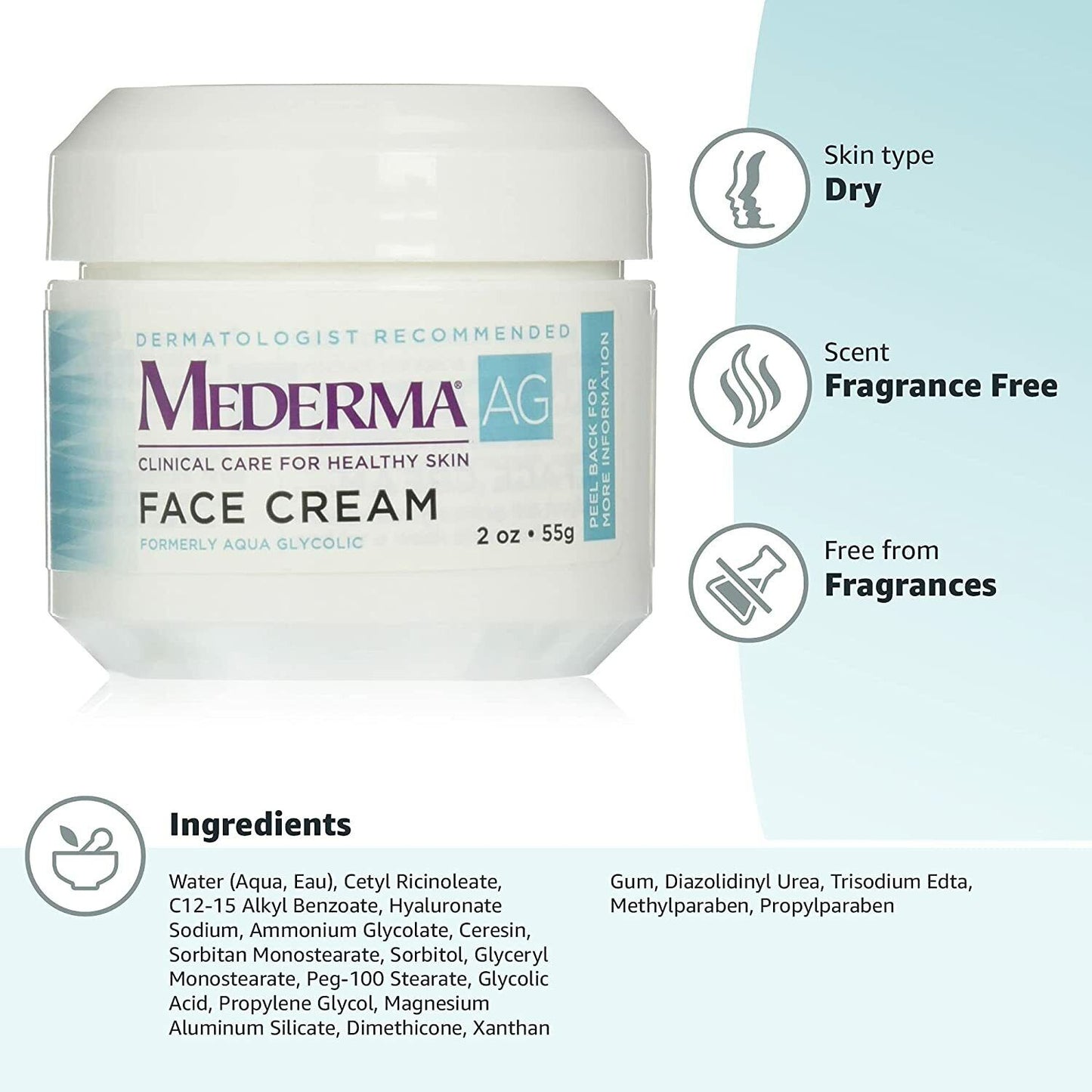 Mederma AG Face Cream Glycolic Hyaluronic Acid ANTI-AGING SMOOTH FINE LINES 55g